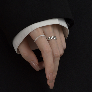 s925纯银戒指女小众，设计时尚个性气质，冷淡风可调节食指指环男潮