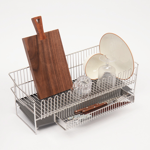 oakliving304不锈钢厨房沥水架碗筷餐具家用大型收纳架子多功能