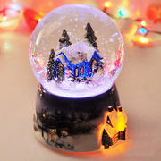 雪花旋转水晶球雪花球音乐盒经典圣诞礼物马车八音盒