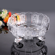 弗莱文茨欧式水晶玻璃果盆果斗精刻创意零食盆家用客厅茶几水果盘