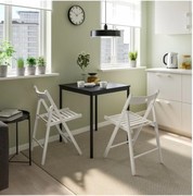 宜家泰耶折叠椅子淡灰色，白色餐椅宜家家居椅子实木餐椅