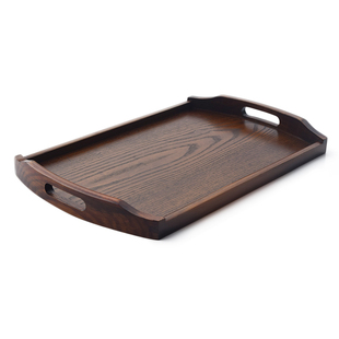 日式木质托盘长方形茶盘，水杯托盘家用木盘子，餐盘端菜盘带把手复古