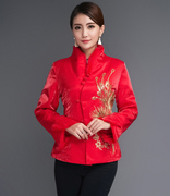 中年女唐装中式棉袄套装，汉服刺绣中国风复古民族，风棉麻上衣妈妈装
