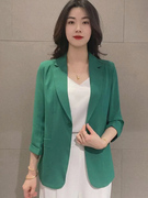 雪纺小西装外套女薄款2023夏季韩版休闲网红高级感单西服上衣
