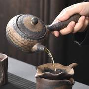 围炉煮茶壶柴烧复古风粗陶侧把禅意日式粗陶功夫茶具泡茶器侧把壶