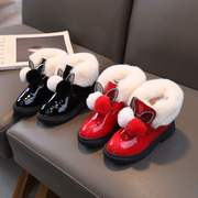 冬季儿童雪靴TkEkBinp防水绒亮皮qY中大短靴女童加棉鞋小童棉靴A6