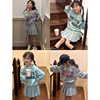 韩国春装女童学院风卫衣，运动套装儿童休闲百褶半身裙，短裙子2件套