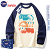 NASA联名纯棉撞色长袖T恤男女款秋冬季美式撞色拼接上衣服内搭衫