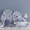 景德镇青花瓷餐具套装骨瓷碗盘陶瓷器，56头中式碗碟套装家用釉中彩