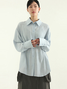 韩国23S/S clear slit shirt 薄款半透长袖衬衫侧开叉百搭女