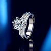 莫桑石钻戒女戒指纯银镀AU750白金铂金指环结婚情侣对戒许愿