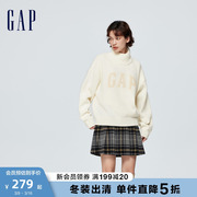 gap女装冬季半高领，套头保暖毛衣，宽松休闲羊毛针织衫836347