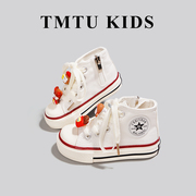 TMTU KIDS DIY联名款女童宝宝侧拉链帆布鞋秋冬款男女童软底板鞋