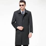 冬季新商中款老年男士保暖羊绒，大衣长款休闲上衣务外套爸爸装男款