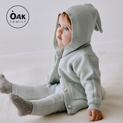 oakfamily毛衣婴儿外套宝宝，春装2024连帽上衣，男女儿童开衫针织