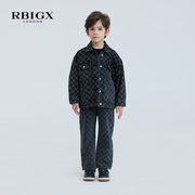 rbigx瑞比克童装，秋季轻奢印花直筒，儿童男童套装水洗牛仔裤