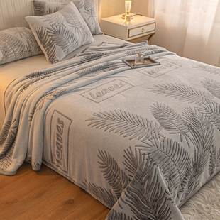 牛奶绒床单单件冬季加绒加厚法兰珊瑚，绒卧室单人床上用被单毛绒毯(毛绒毯)