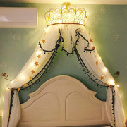 欧式公主床幔重工镶珠子，波浪床头帘仿麻纱，家用样板房纱新中式含架