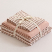 日式良品四件套水洗棉格子纯棉，被套全棉床，单人三件套床笠床上用品
