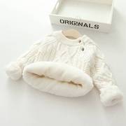 婴幼儿冬季0一1岁宝宝打底毛衣，冬款加绒加厚针织内搭男女小童套头