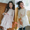  韩国进口童装Marianu2018冬女童珍珠蕾丝花朵加厚公主连衣裙
