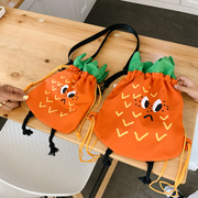 水果菠萝造型儿童小挎包可爱幼儿园男女宝宝小书包抽绳双肩包亲子