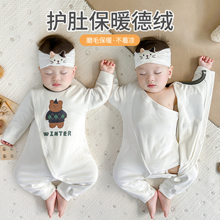 婴儿睡衣防着凉秋冬款宝宝连体衣服冬装保暖冬季儿童贴身打底内穿