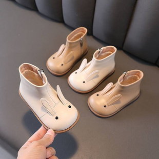 宝宝靴子女小童女童马丁靴，短靴2023雪地，靴冬季防水防滑棉鞋