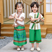 傣族表演服唐装男童女童，洋气洋气民族风套装儿童夏季演出服