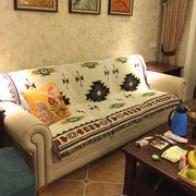 北欧现代棉线沙发套美式沙发垫沙发巾布艺少数民族几何沙发垫地毯