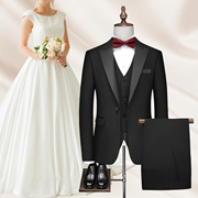 男士结婚礼服新郎伴郎西装，单排双排黑色，礼服三件套集合a407