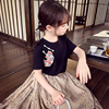 女童短袖T恤新中式儿童国风上衣夏装2024洋气女孩圆领打底衫