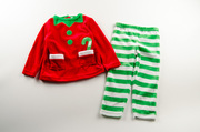 外贸欧美宝宝天鹅绒，圣诞套装婴儿，圣诞上衣裤子2件套