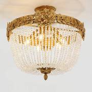 欧式全铜吸顶灯水晶卧室客厅，圆形奢华花纹，法式led复古玄关灯具