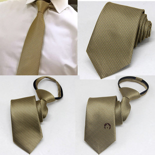 我爱我家领带中介房产男士，领带拉链免打懒人领带金色领带
