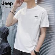 Jeep吉普夏季短袖t恤男士休闲薄款潮流纯棉圆领运动半袖体恤衫男