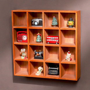zakka做旧木质桌面收纳柜 创意分格16格展示柜家居首饰杂物储物盒