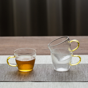 玻璃小茶杯家用茶具，透明主人杯单杯女品茗耐热玻璃杯带把杯子水杯