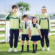 学院风校服polo衫短裙长袖翻领可爱夏令营中小学生运动短裤纯棉