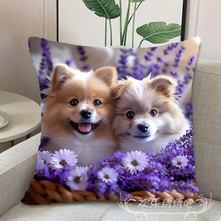 2024十字绣可爱动物抱枕客厅沙发，靠垫枕生肖狗手工刺绣自己绣