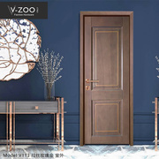 vzoo304不锈钢卧室门锁，拉丝玫瑰金房门把手金色，室内静音木门拉手