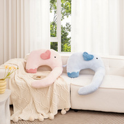 可爱大象鼻子毛绒玩偶客厅沙发抱枕靠枕简约纯色公仔U形靠背玩具