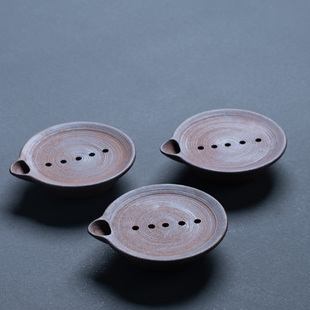 粗陶储水杯垫创意日式陶瓷茶托，隔热茶杯托，家用功夫茶具茶道配件
