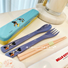 日本skater卡通史努比kitty米奇便携餐具套装筷子勺子叉子带盒