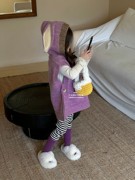韩系女童针织背心连帽中长款兔耳朵毛线毛衣斗篷外套宝宝秋冬套装