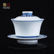 景德镇手绘青花瓷泡茶盖碗，茶杯陶瓷功夫茶具，大号茶碗三才盖碗单个
