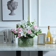 单枝玫瑰花仿真花假花客厅室内家居，餐桌装饰绢花单支2花3小蕾雪