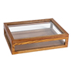 带盖透明展示木盒桌面木质收纳盒玻璃整理盒防尘化妆品盒方形