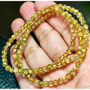 金发晶(金发晶)钛晶手链，4毫米老矿天然水晶，饰品顺发钛晶小珠手串收藏礼物