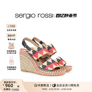 Sergio Rossi/SR女鞋sr Rimini系列编织坡跟凉鞋